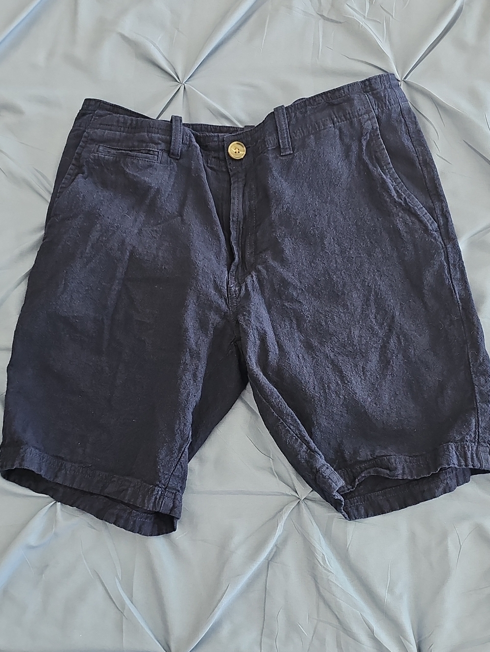 14th & Union Navy Flat Front Linen-Blend Shorts